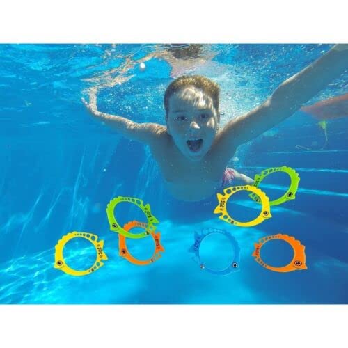 Fitfix® Pool Diving Fish for Play Fun Games Kids Diving Verticle Swimming Skills Improvement and Hand Eye Coordination Training/Coloured Numbered Diving Vertical Fish - Set of 6 Made in India - Image 2