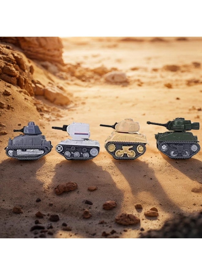Ai-Fun 4PCS Pull Back Mini Tank Toy Car - Army Vehicle Military Toys, Die-Cast Battle Model for Kids, Durable Play Vehicle (Solid Color) - Image 3
