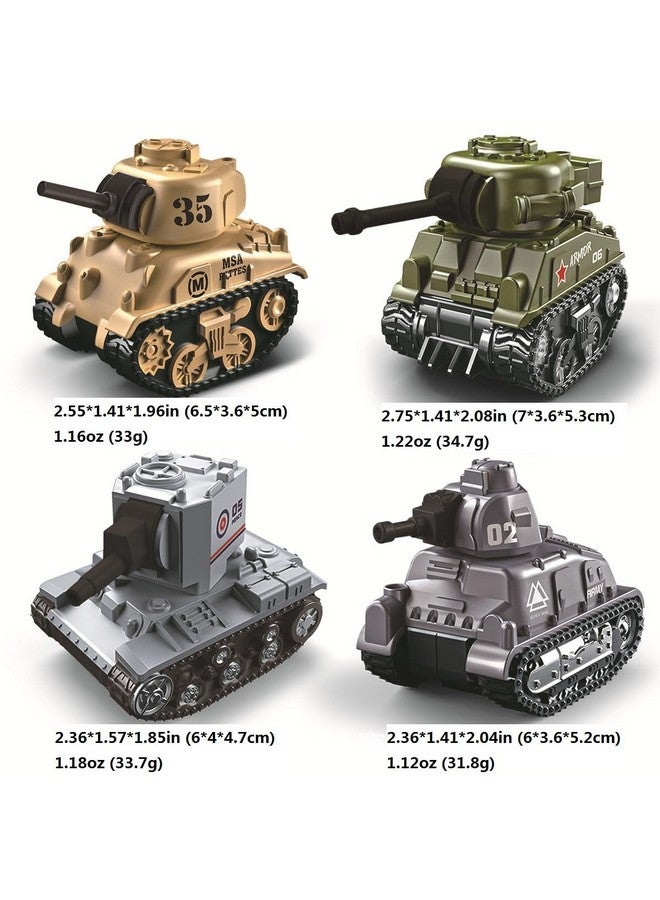 Ai-Fun 4PCS Pull Back Mini Tank Toy Car - Army Vehicle Military Toys, Die-Cast Battle Model for Kids, Durable Play Vehicle (Solid Color) - Image 5