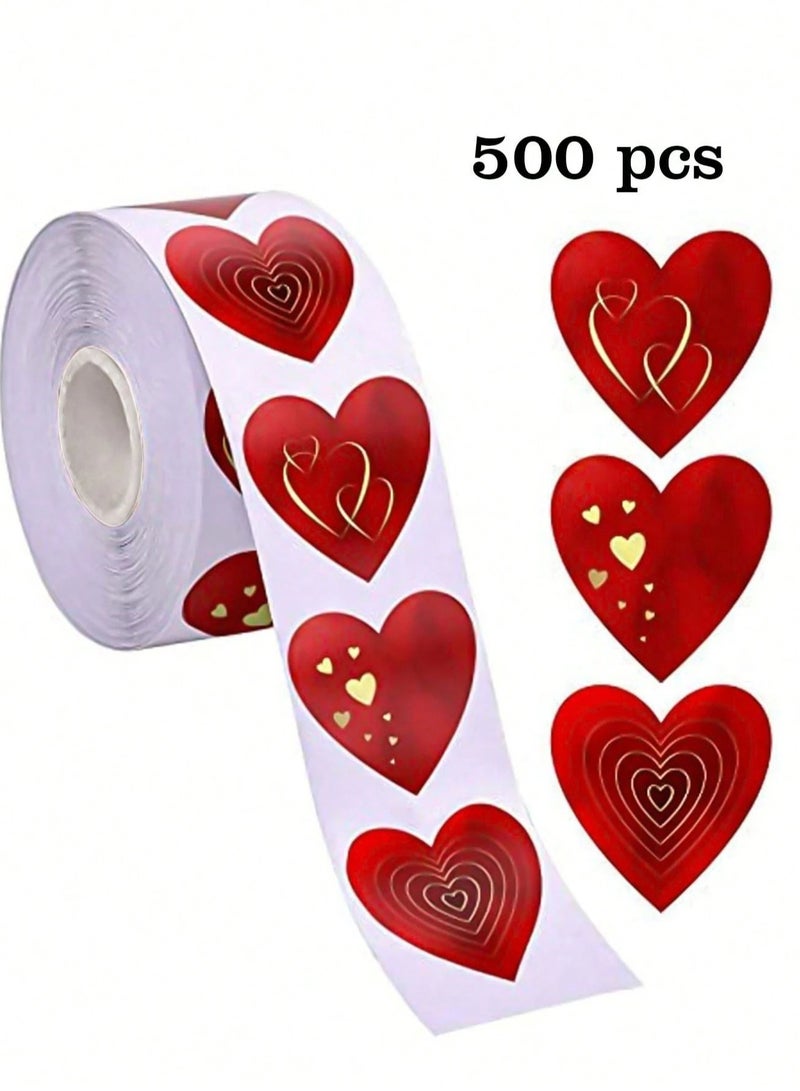 Red Heart Stickers  500 Stickers with a Unique Design for Gift Wrapping, Perfect for Special Occasions  - Image 1