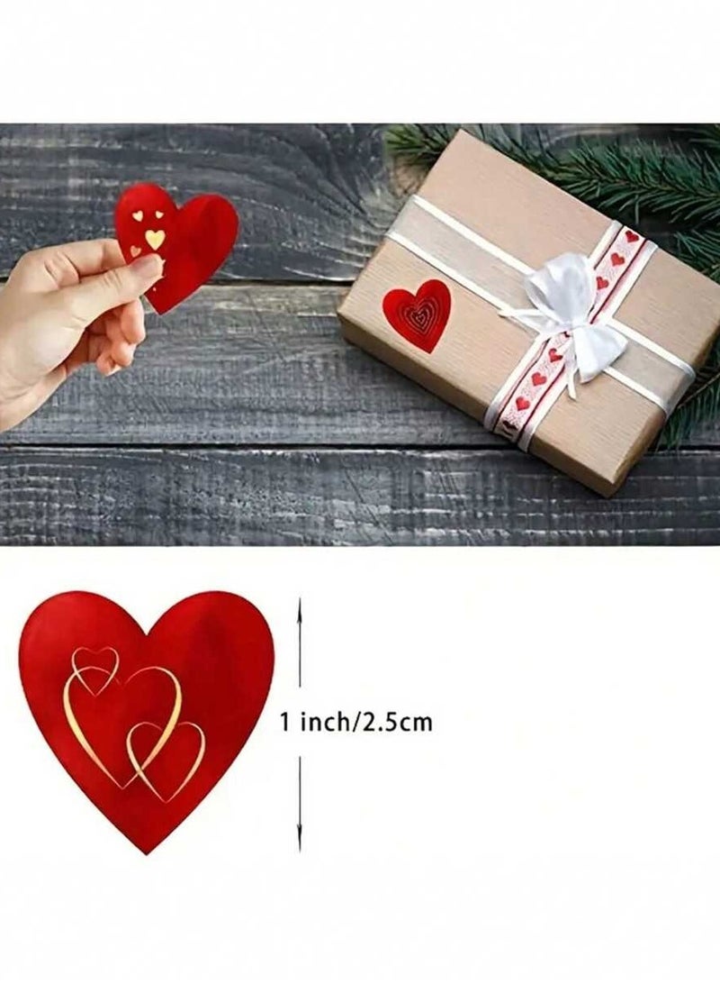 Red Heart Stickers  500 Stickers with a Unique Design for Gift Wrapping, Perfect for Special Occasions  - Image 2