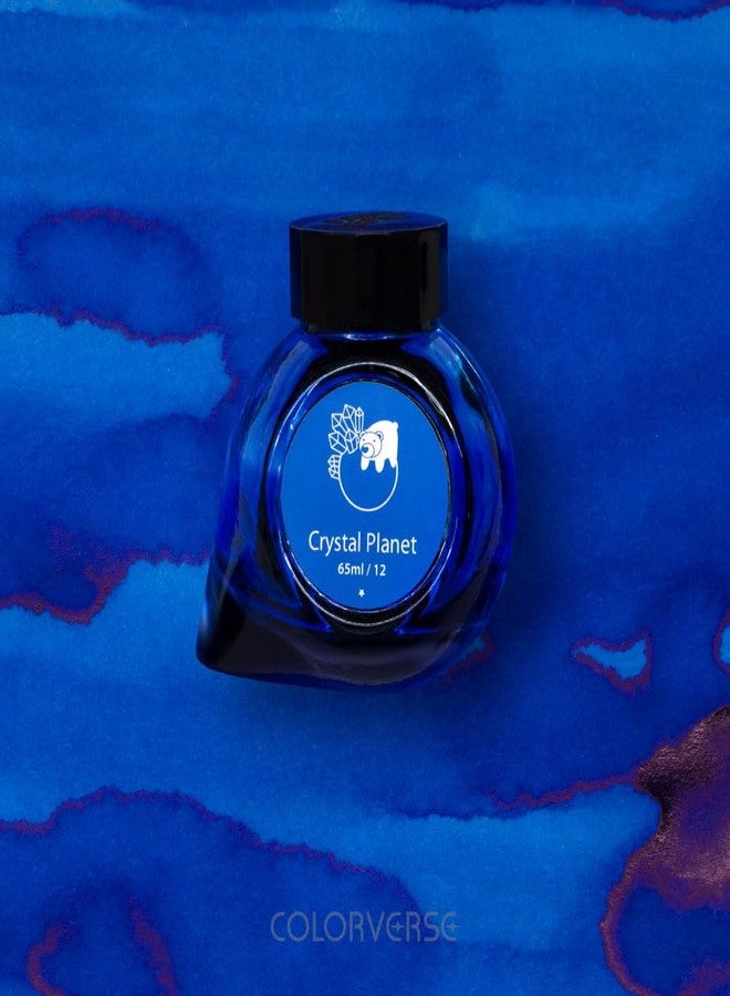 Colorverse Crystal Planet | Blue | Fountain Pen Ink Bottles | 65ml & 15ml | Dye Based | 2 Bottle Set | Spaceward Series - Image 2