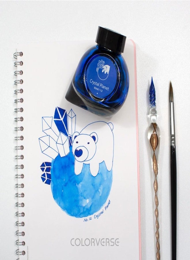 Colorverse Crystal Planet | Blue | Fountain Pen Ink Bottles | 65ml & 15ml | Dye Based | 2 Bottle Set | Spaceward Series - Image 4
