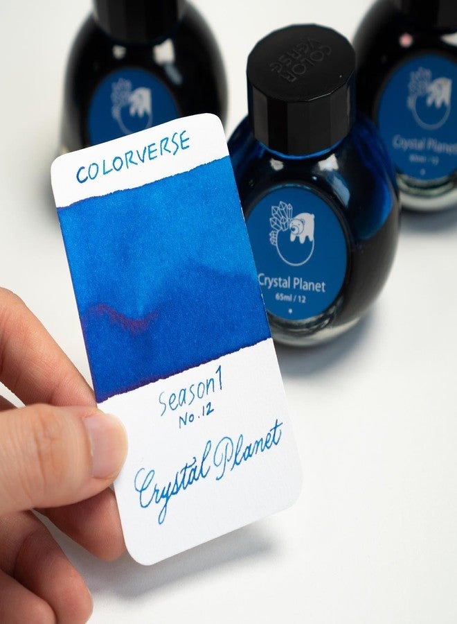 Colorverse Crystal Planet | Blue | Fountain Pen Ink Bottles | 65ml & 15ml | Dye Based | 2 Bottle Set | Spaceward Series - Image 5