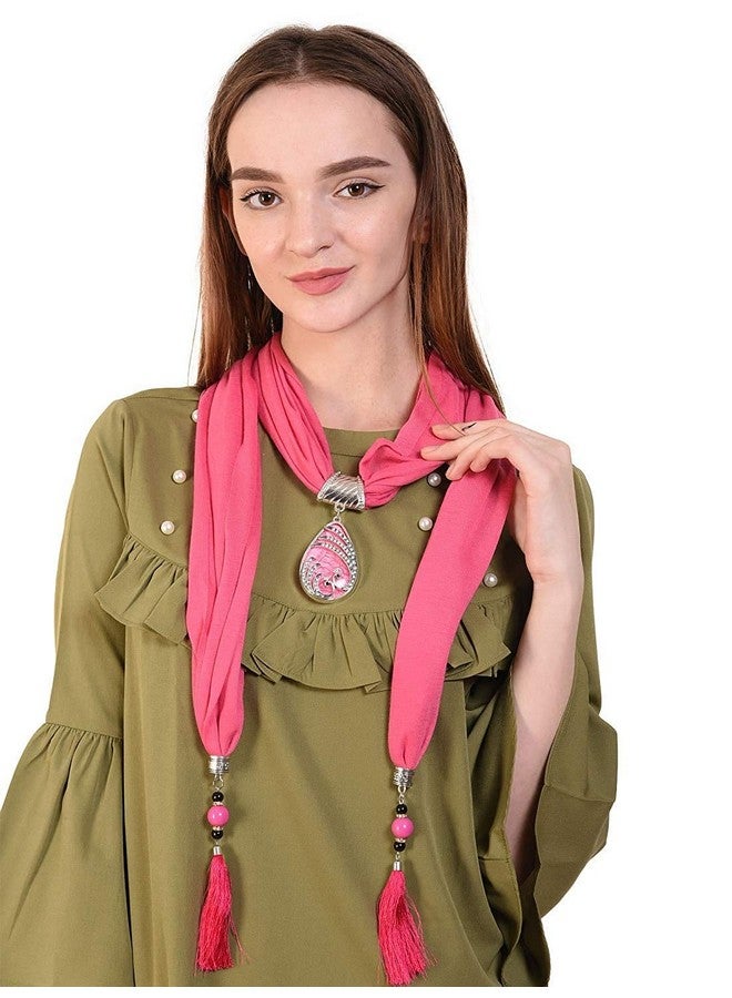V3E Girls Stylish Printed Scarf with Necklace pendant Scarves Stole Dupatta (Multicolor,S06) - Image 5