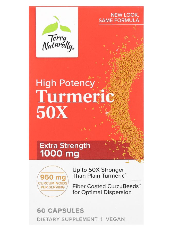 Terry Naturally Turmeric 50X High Potency 1000 mg 60 Capsules (500 mg per Capsule)