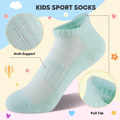 Comfoex 12 Pairs Boys Girls Socks Ankle Athletic Low Cut Short For Kids 4-7 7-10 Years Olds With Cushioned Sole - Image 4