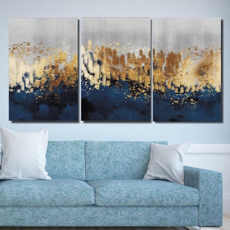 ماركتنا ثلاث لوحات قماشية فخمة بتصميم مودرن مع برواز مجوف مقاس (120×60) ثلاث قطع - Image 1