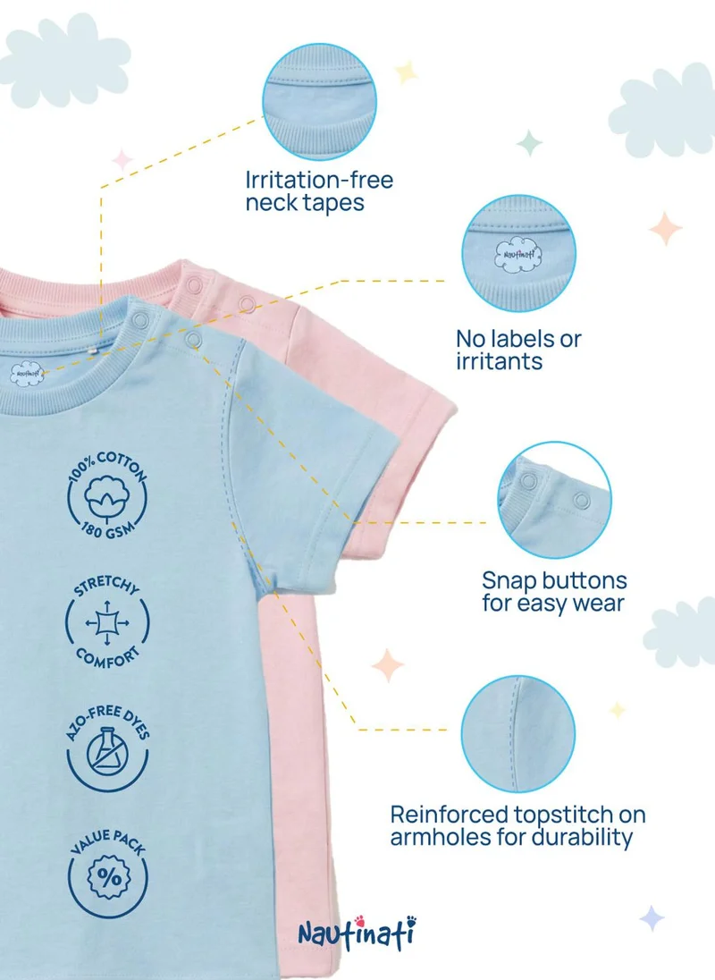 Nautinati  Nautinati Boys' 100% Cotton Pack of 2 Disney Simba Print Crew Neck T-shirts for Men | Best Price UAE