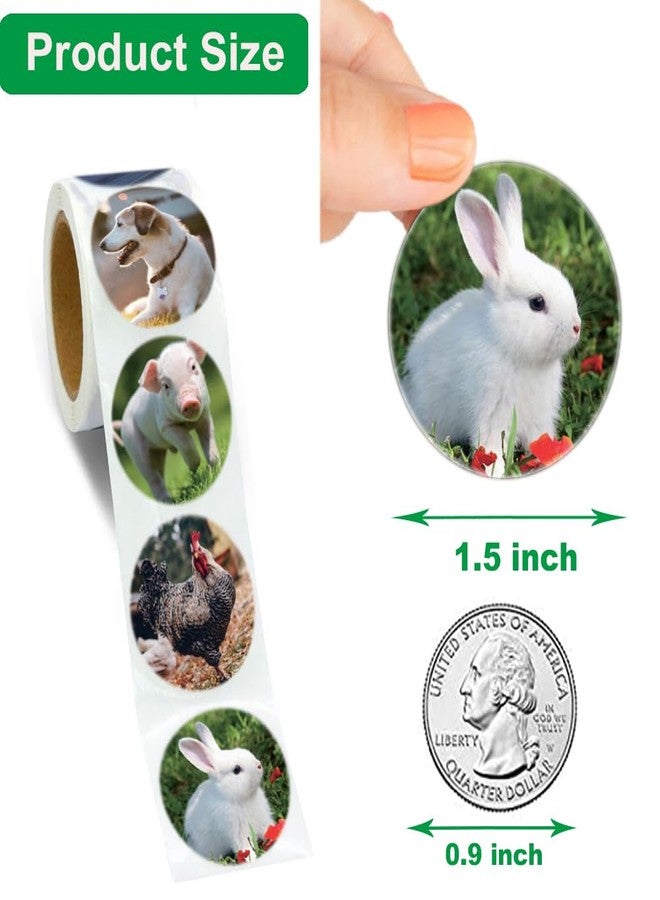 Hohamn Farm Animal Stickers Roll for Kids 600Pcs Round Farm Animals Label Stickers for Boys Girls Birthday Party Favors Gifts Decoration Teachers Student Classroom Reward 1.5 Inch - Image 3