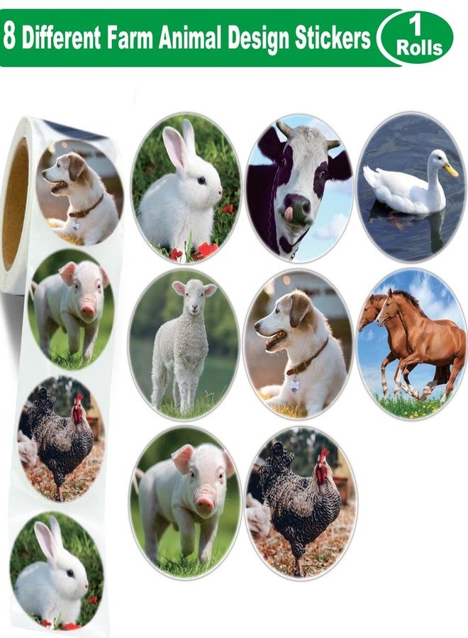 Hohamn Farm Animal Stickers Roll for Kids 600Pcs Round Farm Animals Label Stickers for Boys Girls Birthday Party Favors Gifts Decoration Teachers Student Classroom Reward 1.5 Inch - Image 2