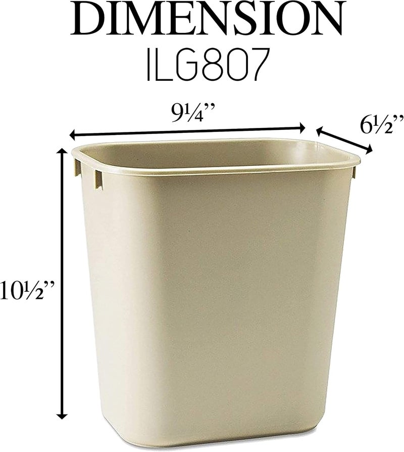 Iliving ILG807 Commercial Fiberglass Fire-Resistant Trash Can, 7 Quart or 1.75 gal, Rectangular, Beige - Image 2