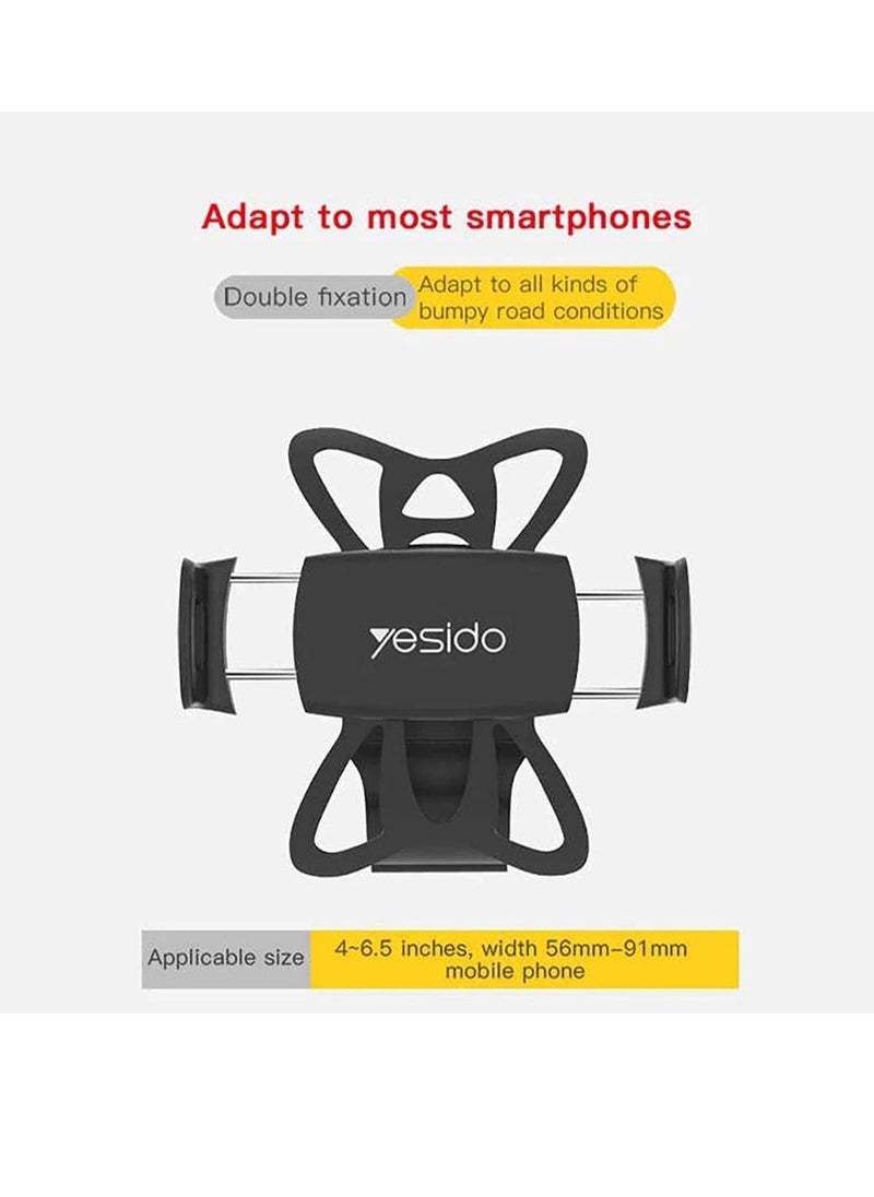 Yesido - C42 Bike Bicycle Motorcycle Mobile Phone Holder Mount Universal 360 Degree Adjustable Rotation Compatible with iPhone 12 mini/12/12 pro, Samsung Galaxy S21/20 - Image 1