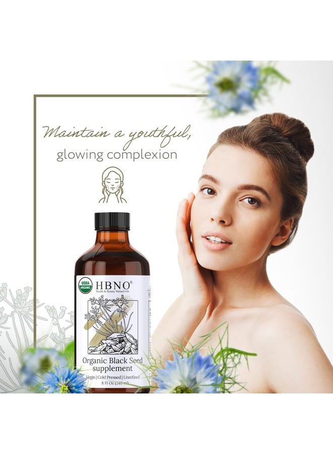 hbno Organic Black Seed Oil - USDA Certified Organic Black Seed Oil (Nigella Sativa) Cold Pressed for Supplements - Huge 8 Oz (240ml) Value Size - Image 5