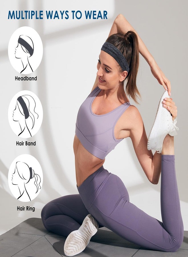 QQJOYCCI Sports Headbands for Women, 5 Pack Moisture Wicking Non Slip Sweatbands Fashionable Hairbands for Workout Yoga Running Gym - Image 3
