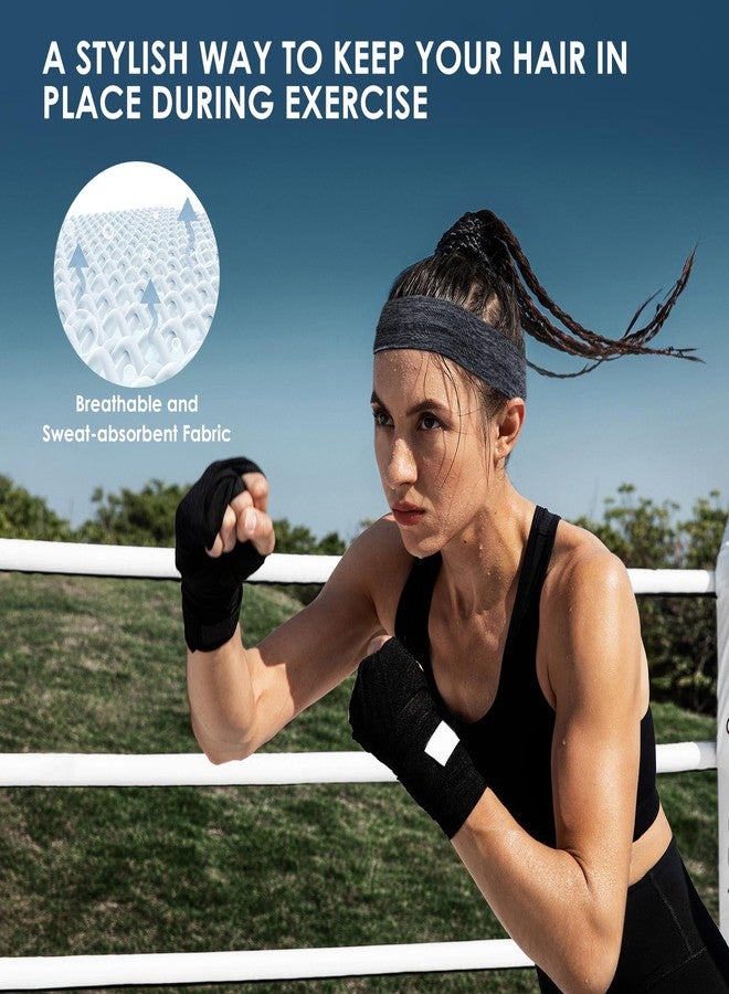QQJOYCCI Sports Headbands for Women, 5 Pack Moisture Wicking Non Slip Sweatbands Fashionable Hairbands for Workout Yoga Running Gym - Image 2