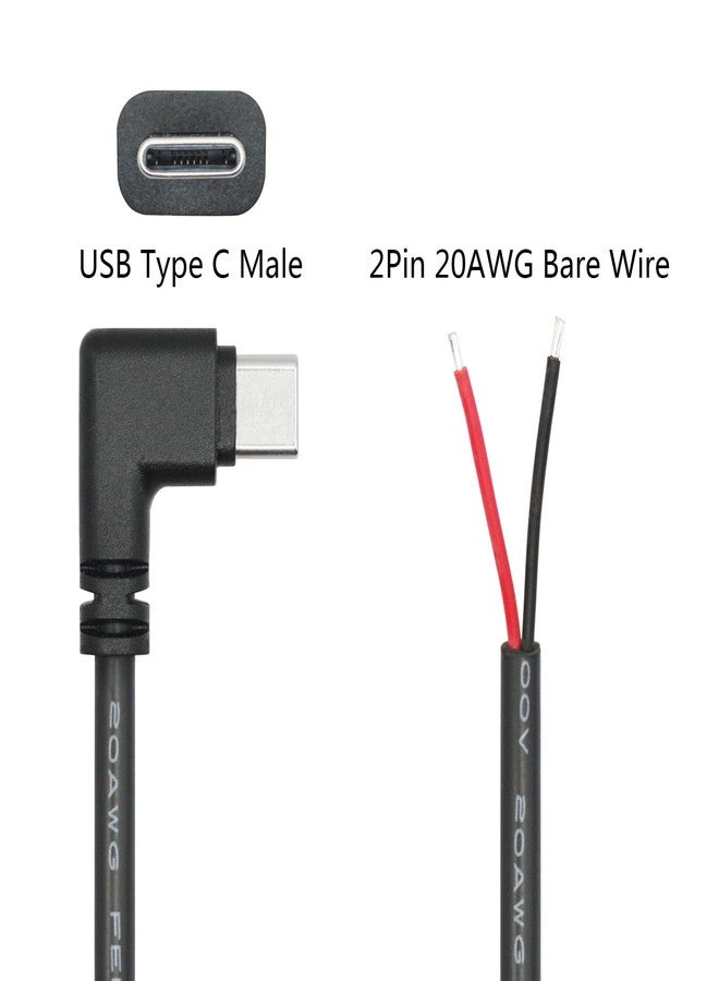 Maixbomr 4Pcs USB C to 2 Pin Bare Wire Open End Power Cord 10inch, 90 Degree USB Type C Male Plug 2 Pin Pigtail Cable 20AWG 5V/3A, for USB Type C Equipment Installed or Replacement Repair DIY Cable - Image 5