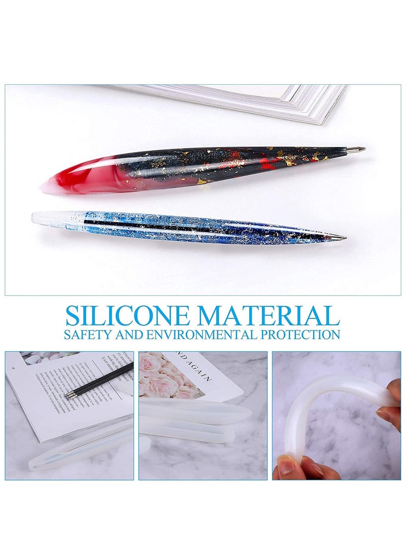 Excefore 3 Pieces Pen Shape Resin Mold Ballpoint Pen Silicone Molds Epoxy Resin Molds Resin Casting Molds with 75 Pieces Ballpoint Refill Pens for DIY Resin Crafts Making - Image 4