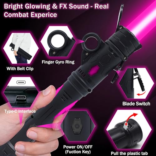 ANNDOFY Light Up Saber for Kids LED Light Swords Set with 25 Color Changing Electronic Lights FX Sound for Galaxy War Fighter Warriors Halloween Dress Up Parties with Belt Clip - Image 5