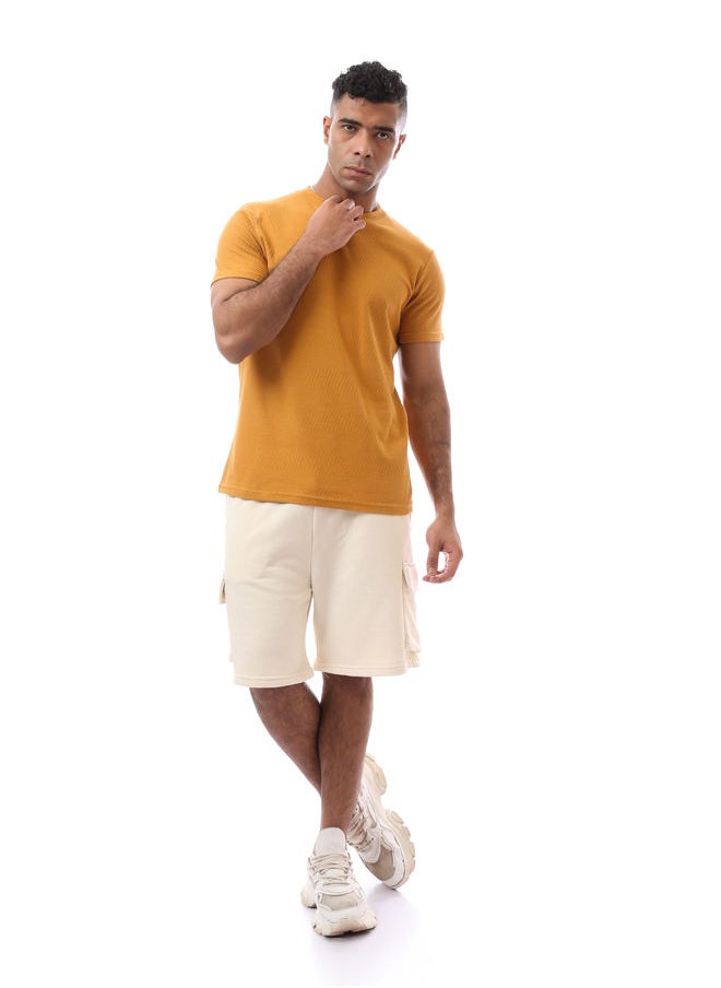 RAVIN - Self Pattern Goldenrod Short Sleeves Tee - Image 1