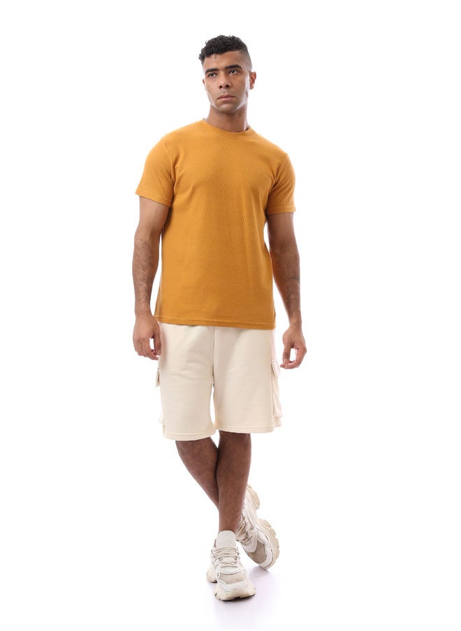 RAVIN - Self Pattern Goldenrod Short Sleeves Tee - Image 1