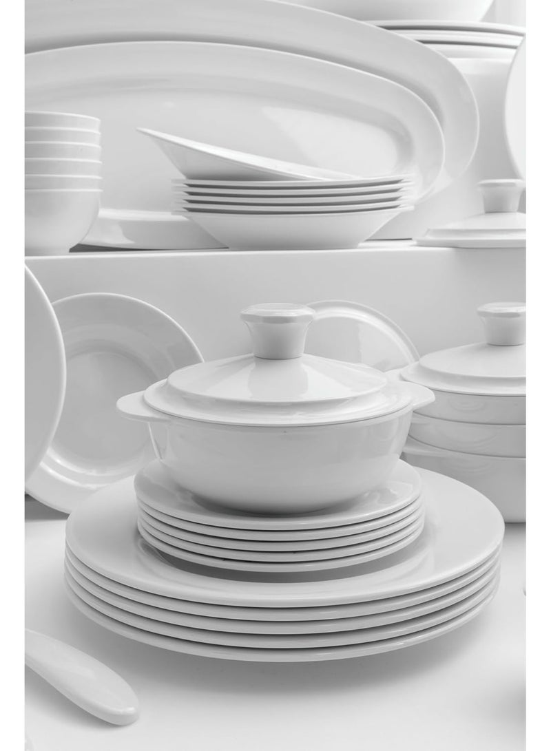 ماستر جولد طقم عشاء فاخر مصنوعة من الميلامين 110 قطعة مثالي لعدد 6 أشخاص باللون الابيض | مجموعة أطباق عشاء مقاومة للكسر و امنة في غسالة الاطباق | صحون متعددة الاستخدامات - Image 2