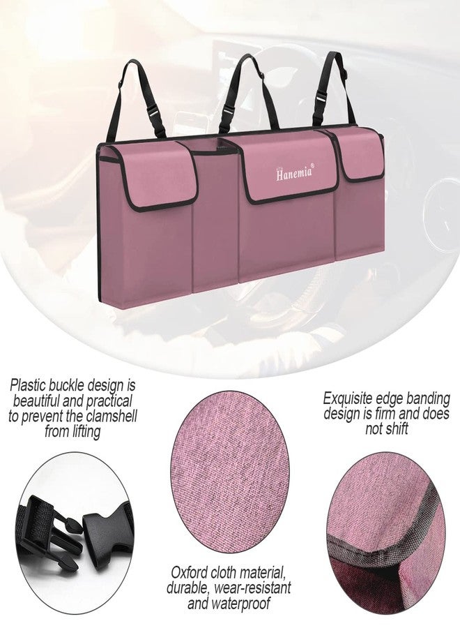 Hanemia Car Trunk Organizer, Backseat Hanging Storage with 4 Large Pockets, Collapsible Cargo Bag with Adjustable Straps Frees Trunk Floor, Sturdy Space Saving Expert for SUV, Truck, Van (Pink) - Image 3