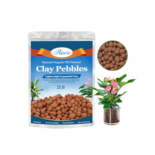 Riare 2 LBS Organic Expanded Clay Pebbles - 4mm-16mm Natural Leca Balls Lightweight Hydroponic Clay Pebbles Aggregate for Indoor Plants, Hydroponic Growing, Plants Drainage, Aquaponics - Image 1