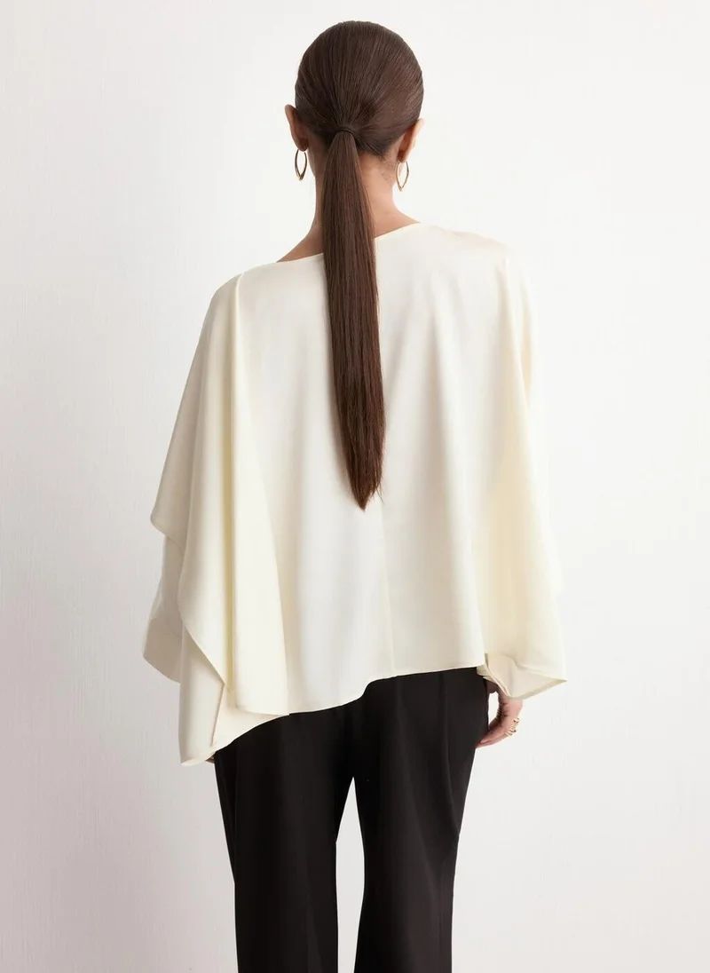 MANGO Ruched satin blouse