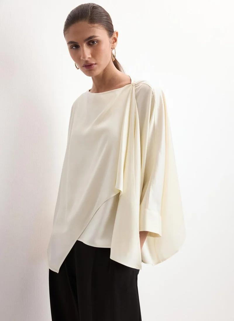 MANGO Ruched satin blouse