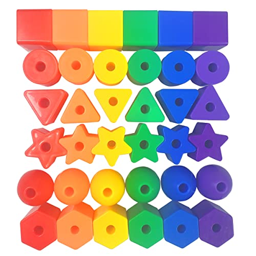 KUTOI Toddler Toys Big Lacing Beads Set for Fine Motor Skills HandEye Coordination Baby Toys 36 Beads 6 Strings Color Sorting Counting Educational Learning Toy Montessori Toys - Image 5