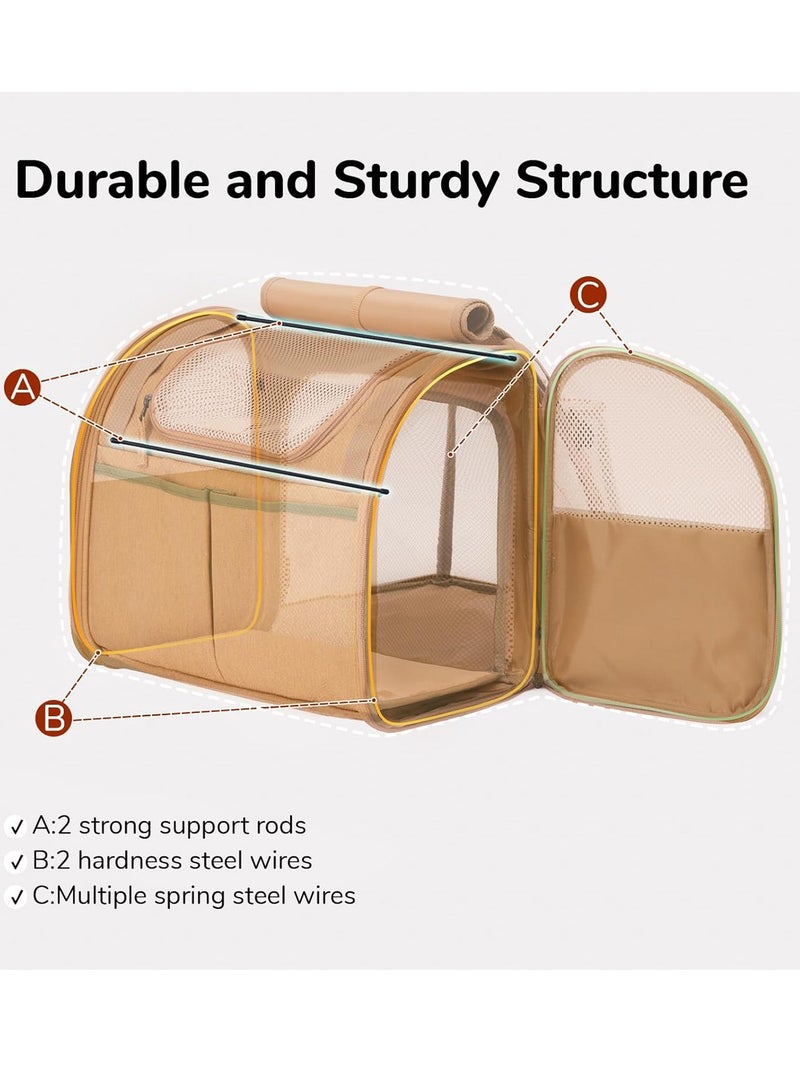 general Cat Backpack, Expandable Dog Backpack Strap, with 4 storage bags, soft-edged small dog backpack strap under 10 pounds, suitable for travel, hiking, camping, outdoor, brown - Image 2