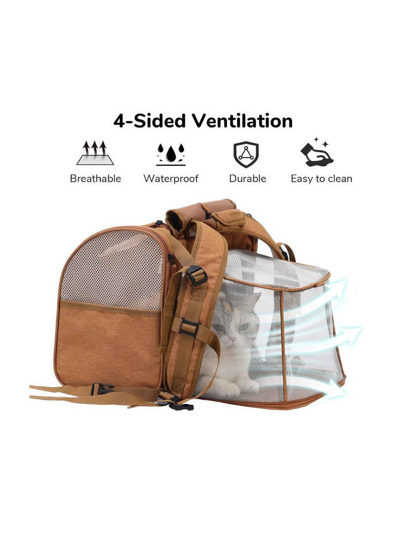 general Cat Backpack, Expandable Dog Backpack Strap, with 4 storage bags, soft-edged small dog backpack strap under 10 pounds, suitable for travel, hiking, camping, outdoor, brown - Image 4