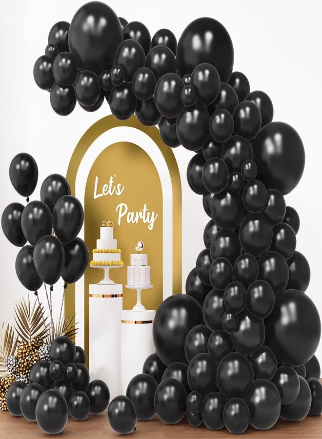 RUBFAC 154pcs Black Balloons Different Sizes 18 12 10 5 Inches for Garland Arch, Latex Balloons for Halloween Party Decorations Birthday Wedding Decor - Image 1