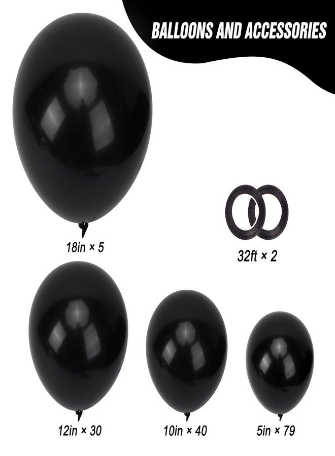 RUBFAC 154pcs Black Balloons Different Sizes 18 12 10 5 Inches for Garland Arch, Latex Balloons for Halloween Party Decorations Birthday Wedding Decor - Image 2