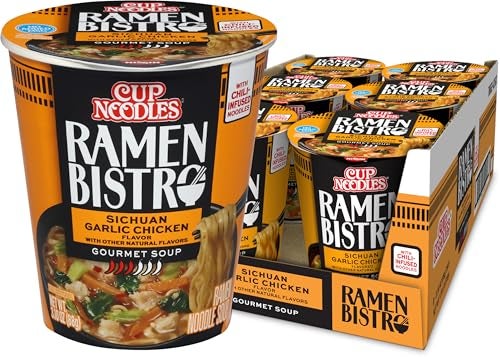 Nissin Cup Noodle Ramen Bistro, Sichuan Garlic Chicken, 3.1 Ounce (Pack of 6) - Image 1