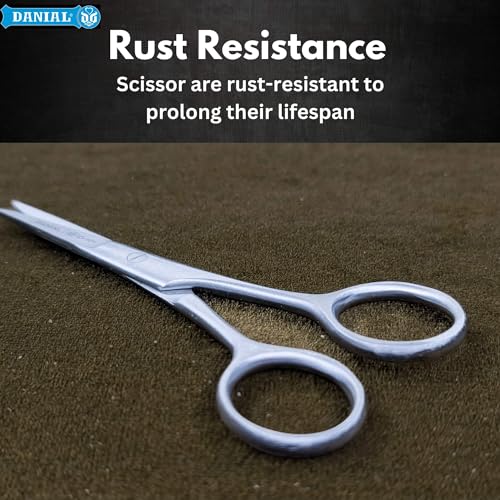 DANIAL 4.5" Stainless Steel Hair Cutting Scissors - Crafted for Precision Grooming: Professional Men's Barber Tool for Moustache, Beard, and Eyebrows - Rust-Free, Finest Trimming Experience - Image 4