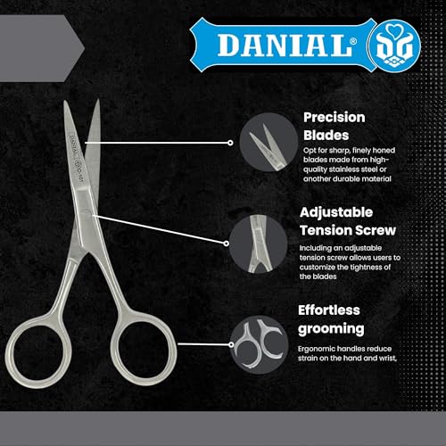 DANIAL 4.5" Stainless Steel Hair Cutting Scissors - Crafted for Precision Grooming: Professional Men's Barber Tool for Moustache, Beard, and Eyebrows - Rust-Free, Finest Trimming Experience - Image 3