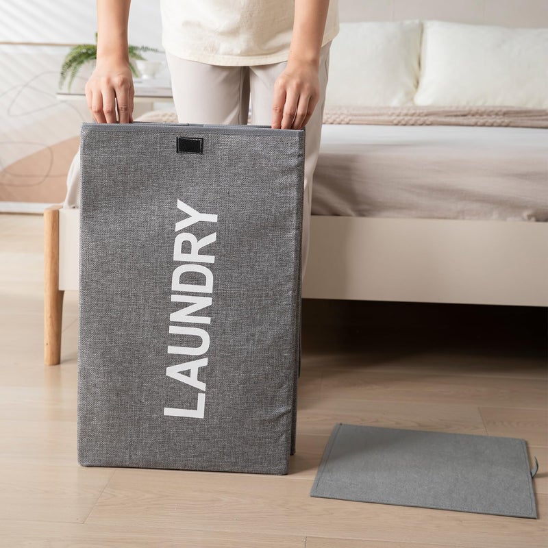 Laundry Basket with Lid, Upgrade Sturdy 73L Large Laundry Hamper - Waterproof Stylish Foldable Laundry Baskets for Storage Clothes Toys (gray) - Image 3