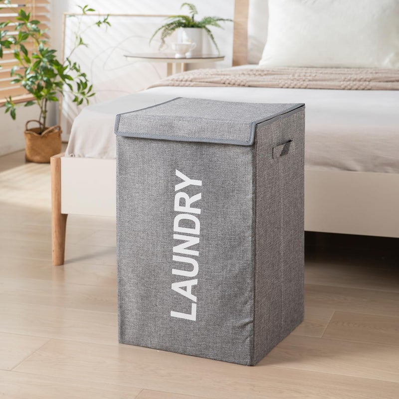 Laundry Basket with Lid, Upgrade Sturdy 73L Large Laundry Hamper - Waterproof Stylish Foldable Laundry Baskets for Storage Clothes Toys (gray) - Image 1