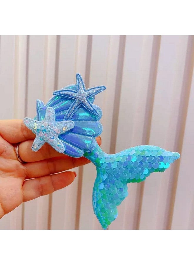 Samyak 4 Pcs Sequin Mermaid Seashell Cute Hair Clip Headwear For Little Kids Girls Cartoon Pattern Alligator Clip Pins Headdress Hair Accessories,Multi - Image 1