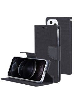 Case Cover For iPhone 13 Pro Max GOOSPERY CANVAS DIARY Canvas Texture Horizontal Flip PU Leather Case with Holder & Card Slots & Wallet Black