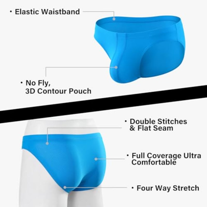 Casey Kevin Men's Ice Silk Underwear Sexy Low Rise Bikini Breathable Cooling Briefs Quick Dry Tagless Underpants Pack for Men - Image 5