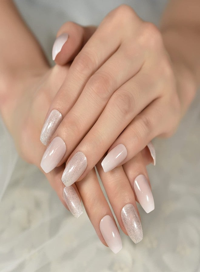 Gush Beauty Press On Nails | Reusable Nail Extensions | Artificial Fake Nails Set | For women (Heavenly - Medium Coffin) - Image 1
