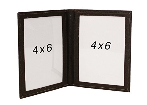 Karandu Double 4x6 Portrait Leather Picture Frame - Black - Image 3