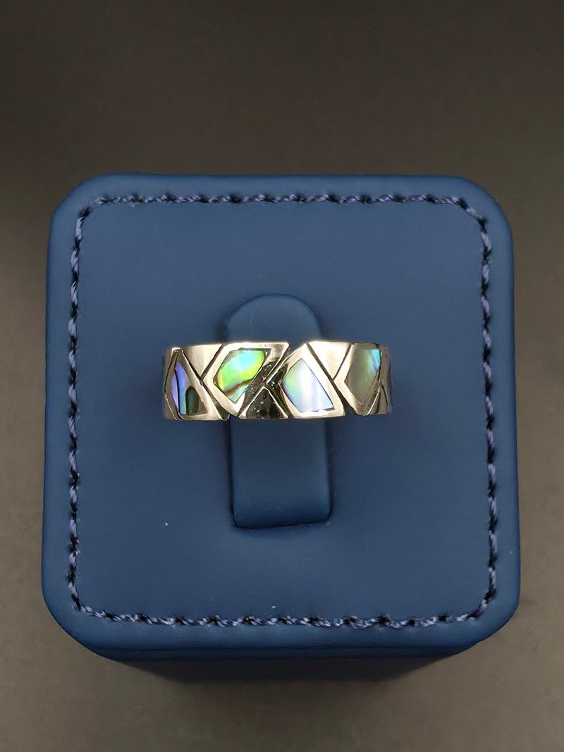 Kanira Premium 925 Sterling Silver Open Wrap Ring with Abalone Inlay | Contemporary Designer Jewelry | KANIRA | Size 8 - Image 2