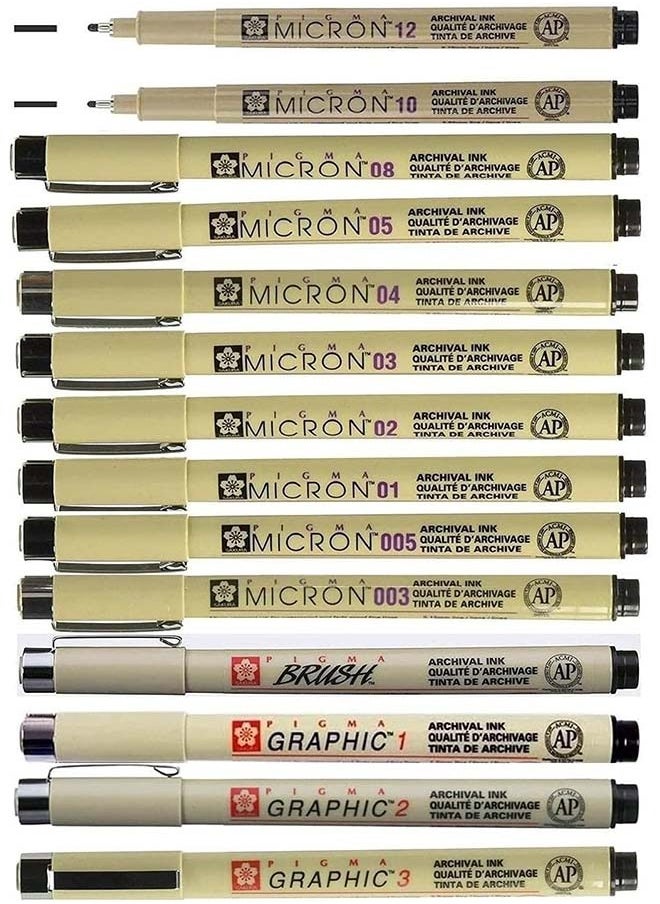 Sakura Pigma Micron 14 Fineliners Black. 003,005,01,02,03,04,05,08,10,12,1 mm,2 mm,3 mm, Brush - pzsku/Z98D8EDAB59AD1216EA1CZ/45/_/1732778402/31d226cd-9e02-4f1b-a5cb-46939a264490