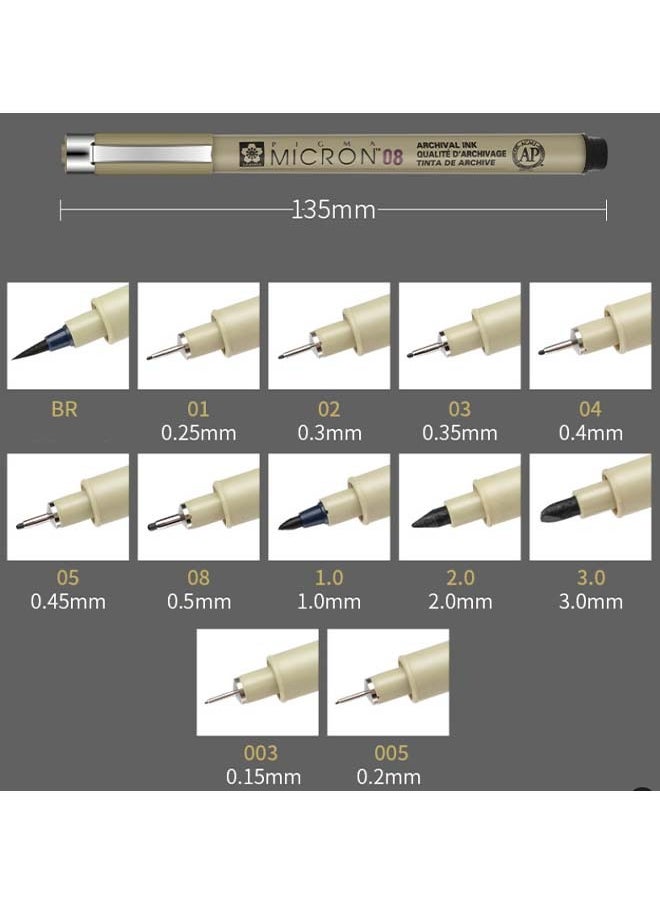 Sakura Pigma Micron 14 Fineliners Black. 003,005,01,02,03,04,05,08,10,12,1 mm,2 mm,3 mm, Brush - pzsku/Z98D8EDAB59AD1216EA1CZ/45/_/1732778447/9afcbdf9-33f4-480c-81da-782e6a32b688