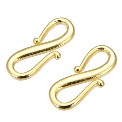 Adabele 5pcs Adabele Real Yellow Gold Plated Sterling Silver S Hooks Clasp 15mm (0.59 Inch) Hypoallergenic Nickel Free for DIY Jewelry Making SS366 - Image 1