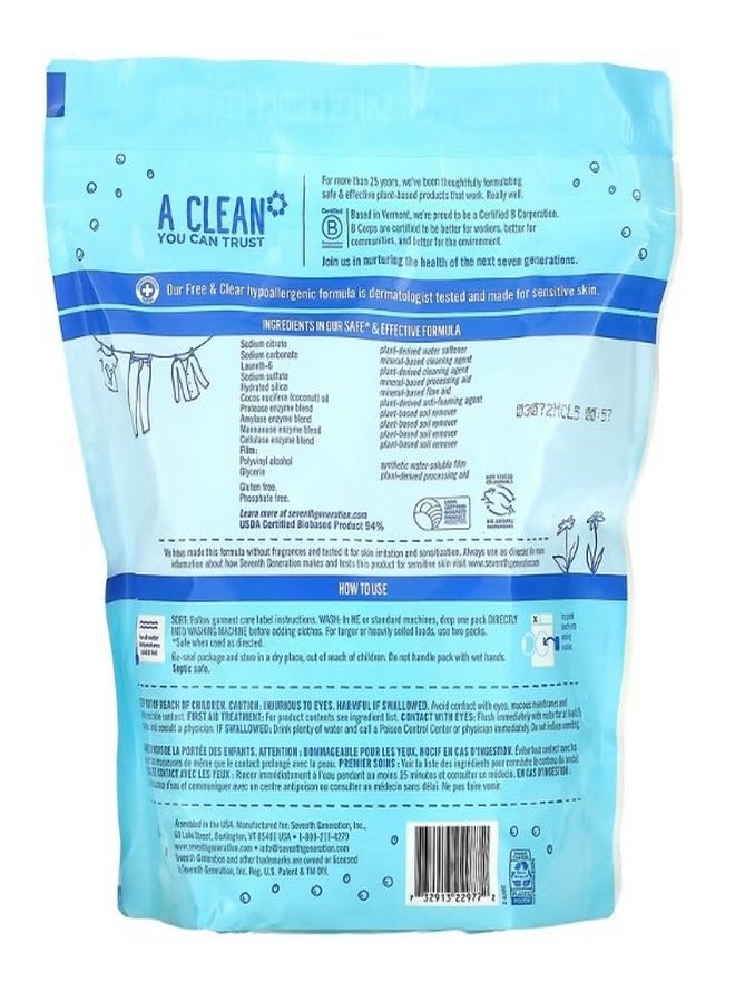 Seventh Generation Laundry Detergent Packs Free and Clear 45 Packs 1.98 lbs 900 g - Image 2
